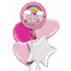 Birthday Girl Pink & Rainbow Balloon Bouquet